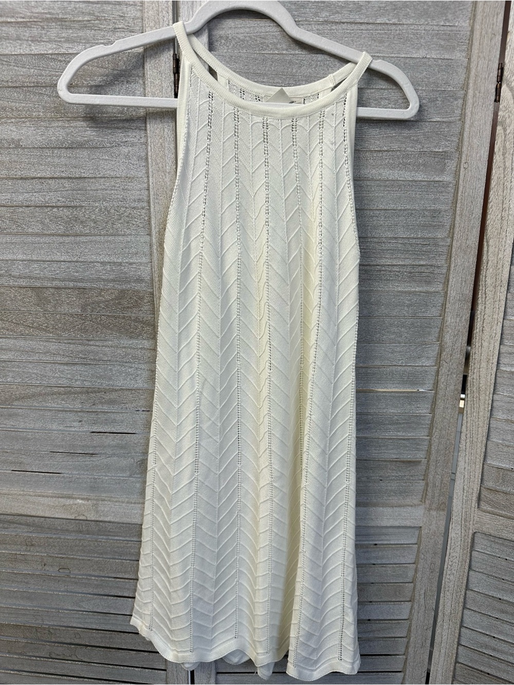 Sleeveless Cream Knit Swing Dress/coverup